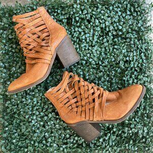 Free People Brown Terracotta Hybrid Heeled Strappy Booties
